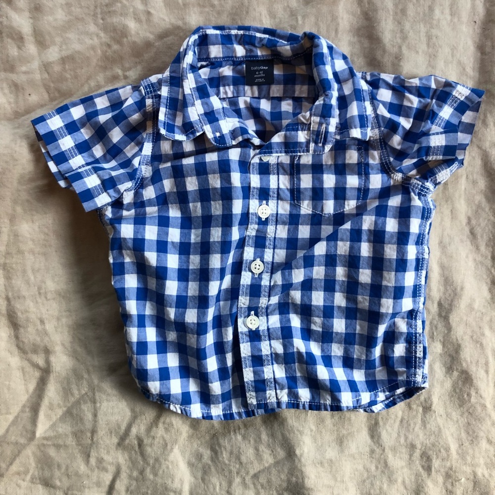 Baby Gap Blue & White Checked Short Sleeve Shirt